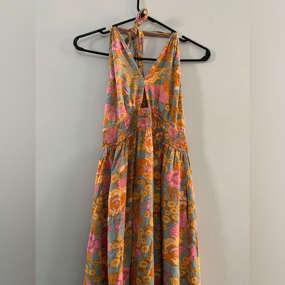 Zesica Floral Multi Color Pattern Maxi Dress Sleeveless Open Back Size M - Picture 2 of 9